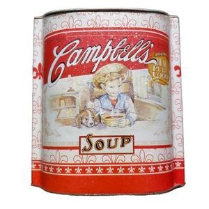 Campbell's Soup Vintage Design Storage Tin. 5.5in Tall 4in Wide.